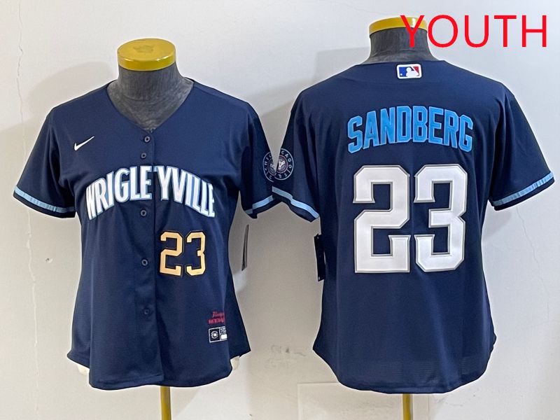 Youth Chicago Cubs #23 Sandberg Blue City Edition Game 2025 Nike MLB Jersey style 4